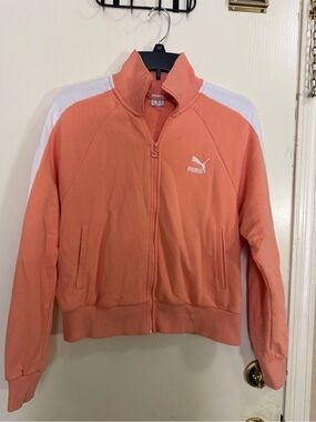 Puma Coral Zip-Up Track Jacket with White Accents (213)